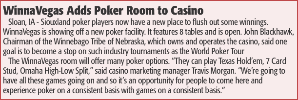 WinnaVegas Adds Poker Room to Casino Sloan, IA - Siouxland poke